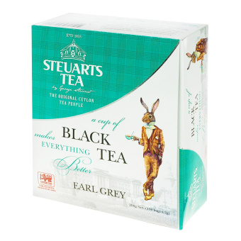 Чай в пакетиках STEUARTS Black Tea Earl Grey, 100 пак, Шри-Ланка